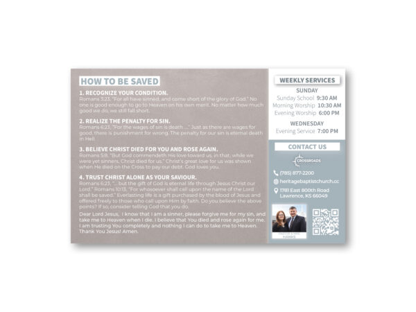Pocket-sized Christian tract with plan of salvation